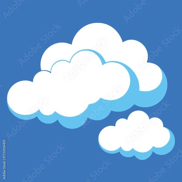 Fototapeta Two Puffy White Clouds on a Blue Background fluffy