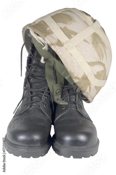 Obraz dessert helmet and boots isolated on white background