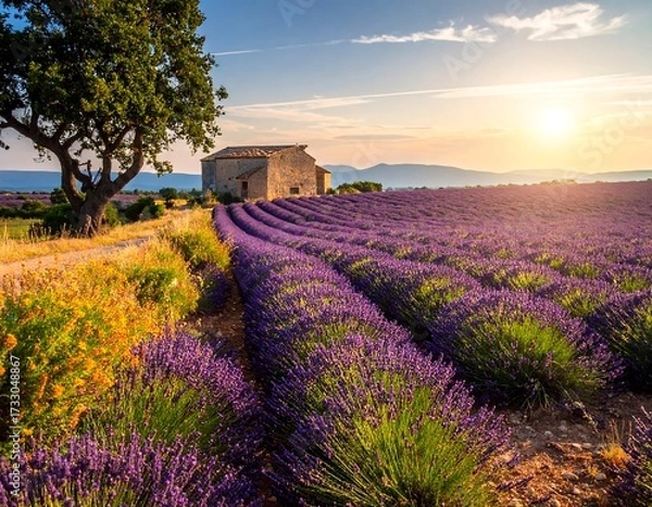 Obraz Lavender field at sunset