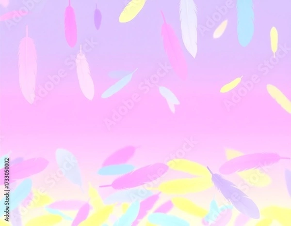 Obraz Pastel feathers falling on a gradient background