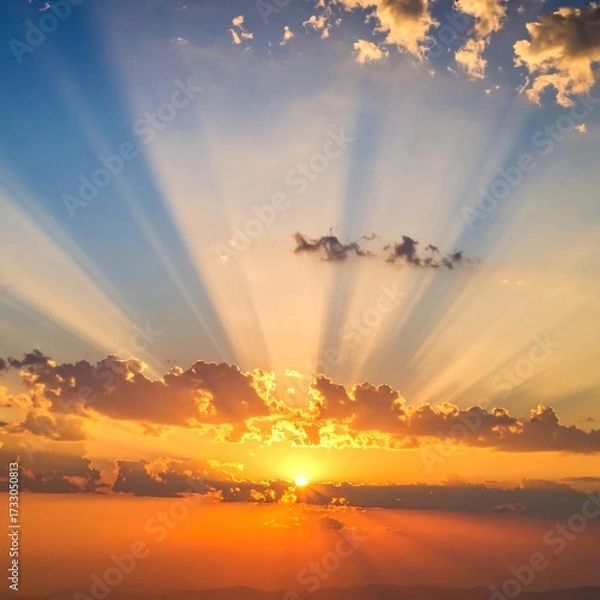 Obraz Stunning sunset sky with sun rays