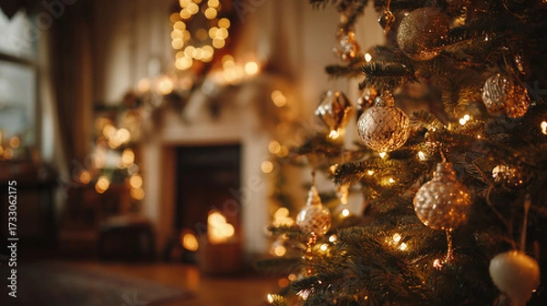 Obraz 光に包まれたクリスマスツリー