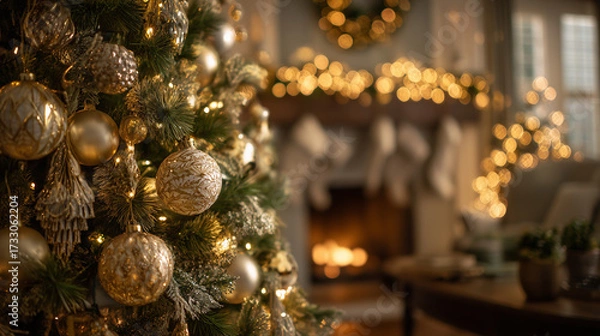 Obraz 光に包まれたクリスマスツリー