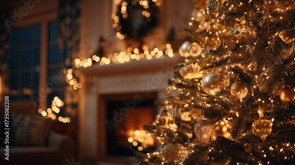 Obraz 光に包まれたクリスマスツリー