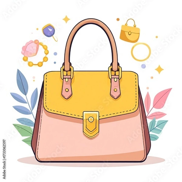 Obraz Stylish handbag with accessories