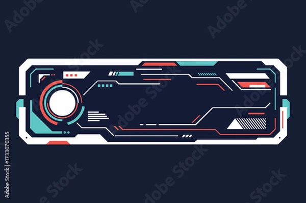 Fototapeta abstract flat color hud interface futuristic rectangle lower third bar name