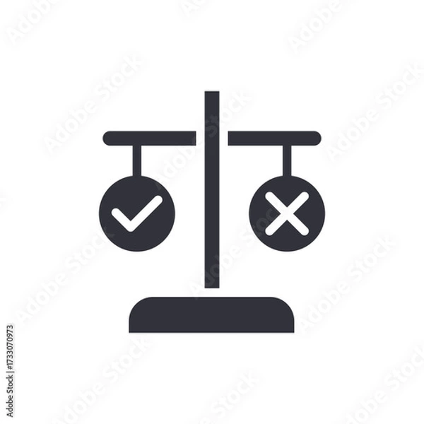 Fototapeta Justice Scales Displaying Approval And Rejection With Transparent