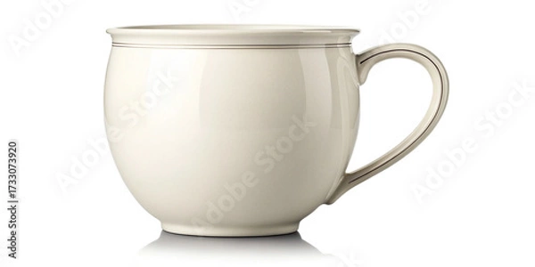 Fototapeta White Ceramic Coffee Mug Isolated on Transparent Background
Glossy Plain Tea Cup with Handle on Transparent PNG