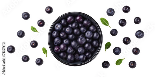 Fototapeta "Fresh Ripe Acai Berries in Bowl on Transparent Background"
"High-Resolution Acai Berry Bowl with Glossy Purple Fruit"