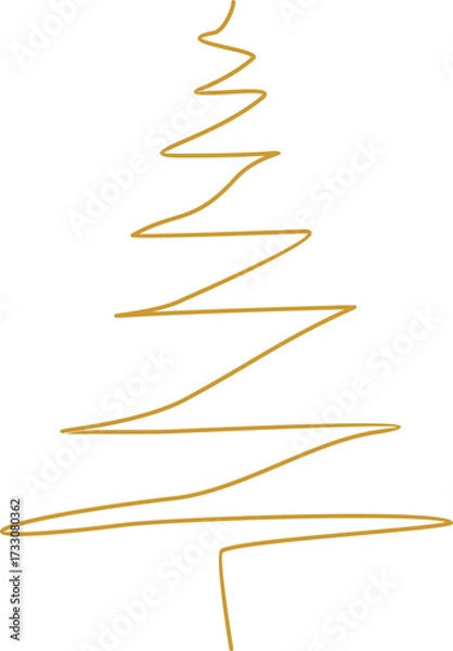 Fototapeta Christmas Tree Line Art