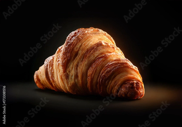 Fototapeta 焼きたてのクロワッサン（黒バック）