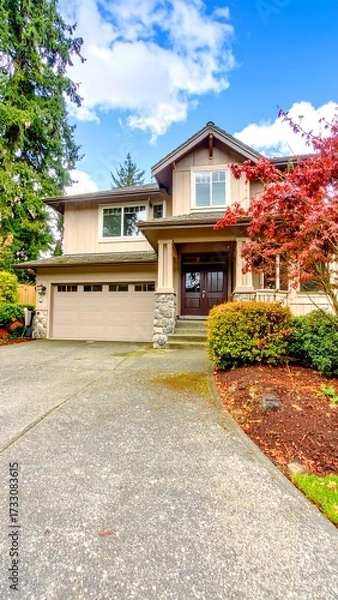 Obraz Suburban home with fall foliage