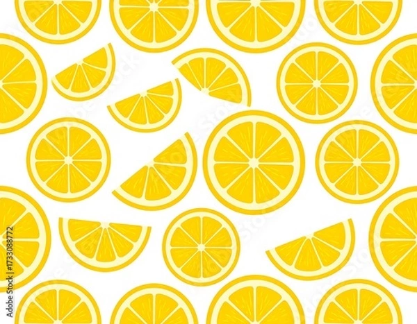 Fototapeta Fresh Lemon Slices Pattern Background.