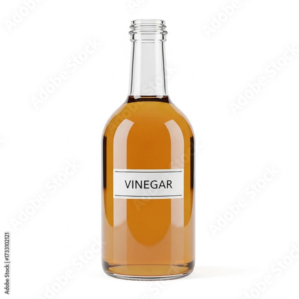 Fototapeta Bottle of Vinegar with Label on White Background glass bottle
