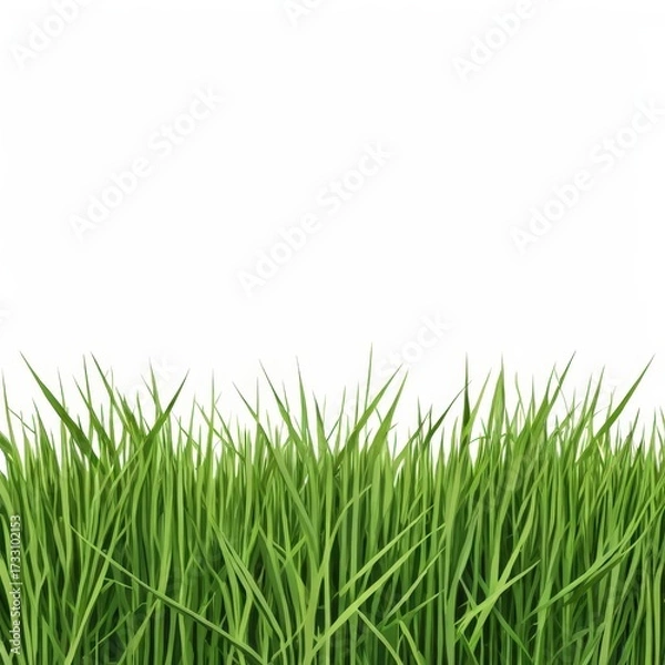 Fototapeta an AI Image Generator, Vibrant Green Grass Border On White Background