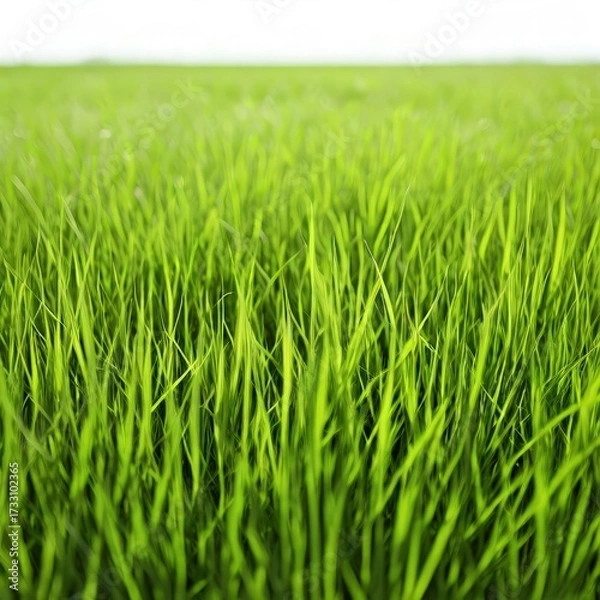 Fototapeta an AI Image Generator, Vibrant Green Grass Border On White Background