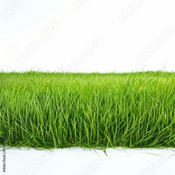 Fototapeta an AI Image Generator, Vibrant Green Grass Border On White Background