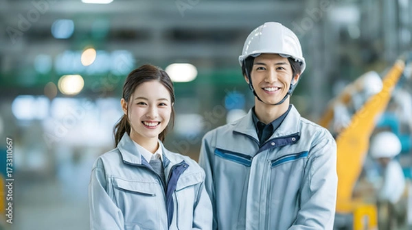 Obraz 工場で働くアジア人男女イメージ02