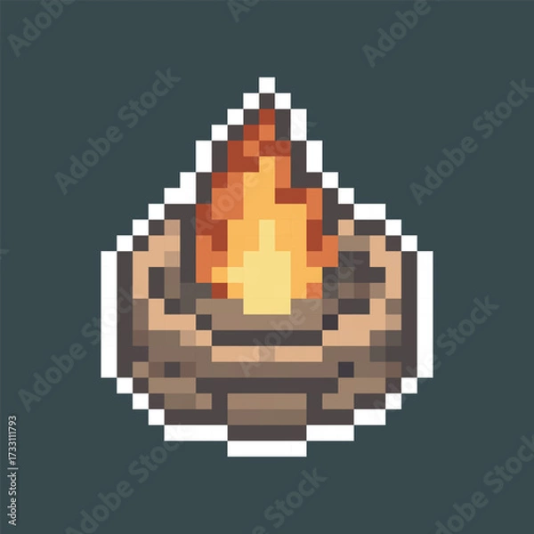 Fototapeta firepit in pixel art style