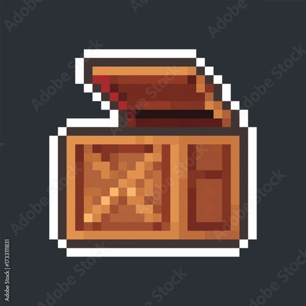 Fototapeta opened wooden crate in pixel art style