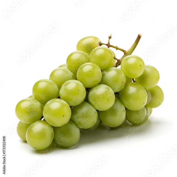 Fototapeta Bunch of Green Grapes on White Background fruit cluster