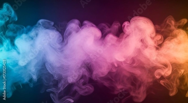 Fototapeta Ethereal smoke plume with vibrant gradient of blue, pink, and or