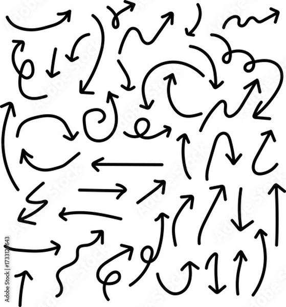 Fototapeta Vector art of hand drawn arrow collection, doodle arrows for design element