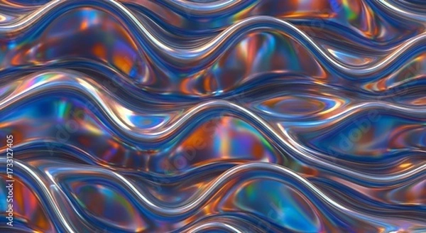 Fototapeta Iridescent Waves: Abstract Metallic Surface with Shifting Colors