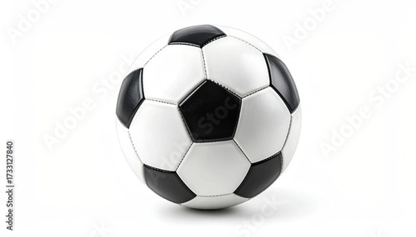 Obraz A classic soccer ball with black and white pentagons and hexagons isolated