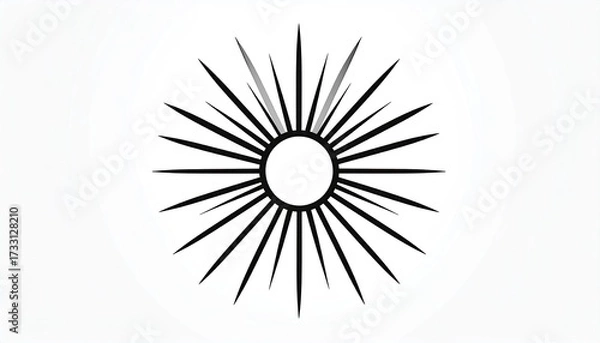 Fototapeta Black spiky sunburst design with a white core, set against a pale radial gradient