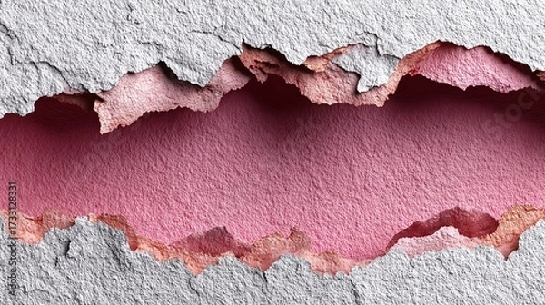 Fototapeta Set of Pink Torn or Ripped Paper Isolated on Transparent PNG Background. Realistic Torn Paper Edges and Ripped Paper Frame Mockup.
