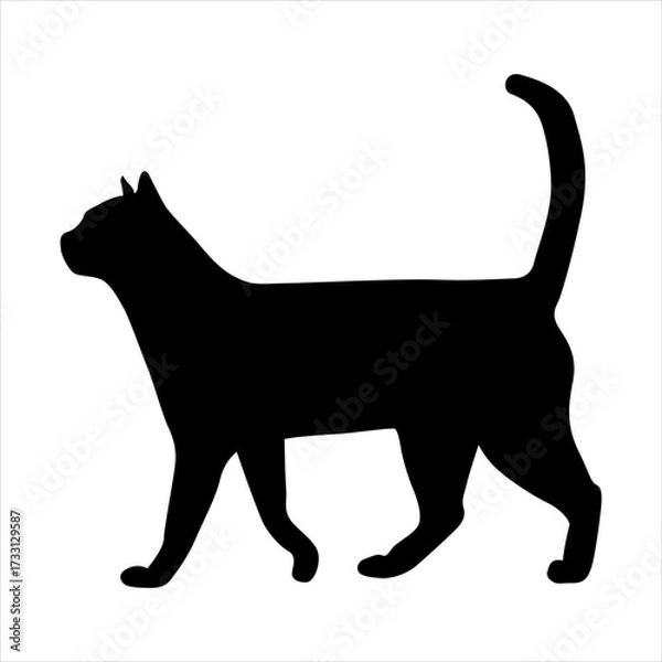 Fototapeta Minimalist vector illustration of a playful cat in modern style, perfect for logo, cartoon character, pet branding, and creative design projects