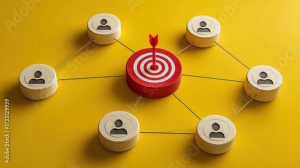Fototapeta Targeting Success in Marketing with User Connections and Strategy Visual Representation