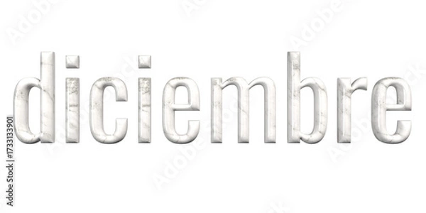 Fototapeta 3D White Marble "Diciembre" Text