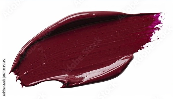 Obraz Swatch of deep burgundy paint or cosmetic against a plain white background