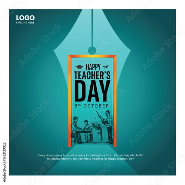 Fototapeta Happy Teacher's day concept vector illustration background. Creative teacher's day vector education concept.