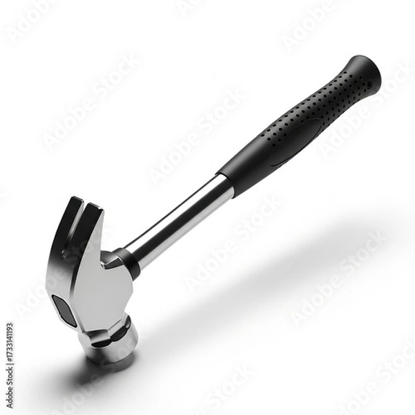 Fototapeta Claw Hammer with Black Handle on White Background Keywords: hamm