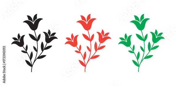 Obraz Bright flower symbols with leaves isolated