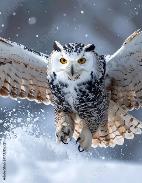 Fototapeta Snowy owl in flight (1)
