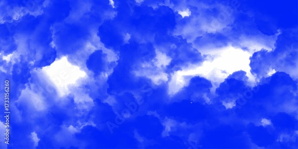 Fototapeta Background with clouds Dreamy white and blue Fantasy Cloudscape. Beautiful white cirrus clouds and a blue sky. Background. Creative design with grunge aquarelle painted paper textured. 