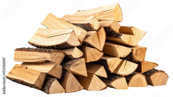 Obraz stack of firewood isolated on white background
