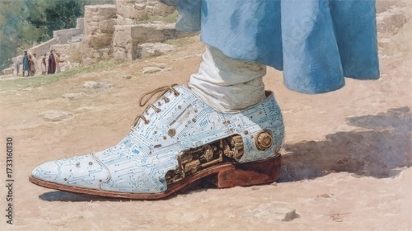 Fototapeta The Intricate Blend of Art and Science in Innovative Wearable Health Technology Footwear
