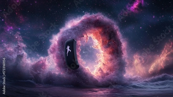 Fototapeta The Astronomical Journey of Wearable Health Technology in a Cosmic Galaxy of Innovations