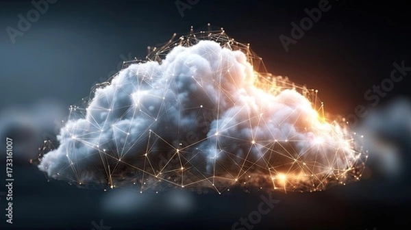 Fototapeta Cloud Computing Vector Illustration with Network Connections