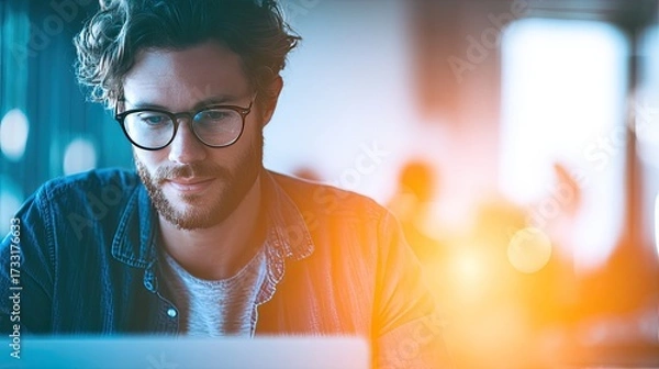 Fototapeta Modern Online Study Concept – Student Learning with Technology