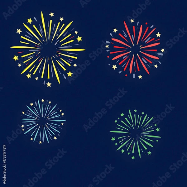 Obraz Night Fireworks Illustration – Sparkling Holiday Celebration Design
