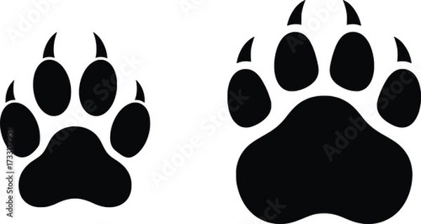 Fototapeta Bear Paw Print Silhouette Vector Icon