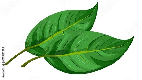 Fototapeta Single bright green tropical leaf macro isolated on a clean white background