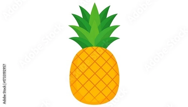 Obraz A cartoon pineapple illustration with green spiky top and yellow body
