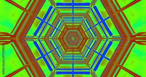 Obraz Colorful geometric pattern of a tunnel with vibrant shapes